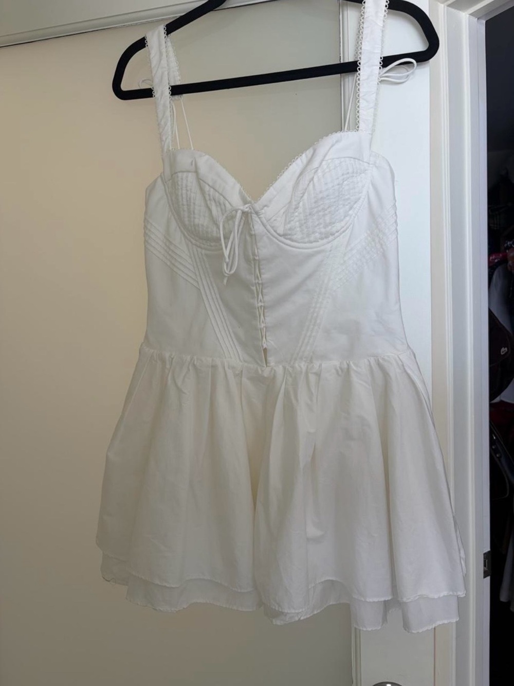 Plus cup Oh Polly Annalise White Lace-Up Bustier Mini Dress size 8 - Picture 3 of 5